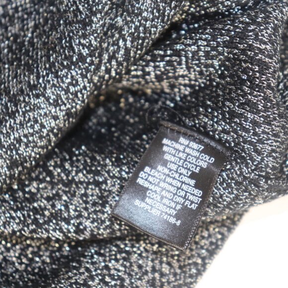Liz Claiborne Career Silver Black Shiny Sweater Medium Petite - Picture 8 of 8